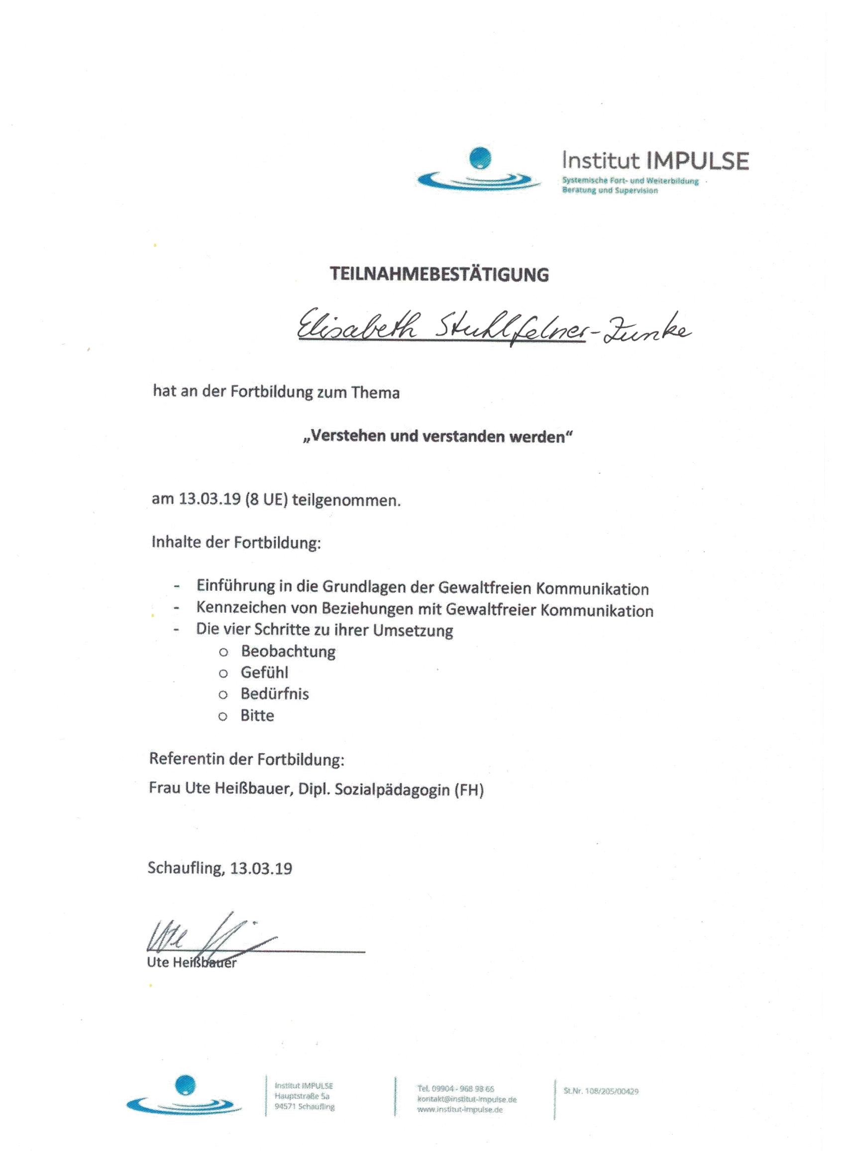 Gewaltfreie Kommunikation Zertifikat