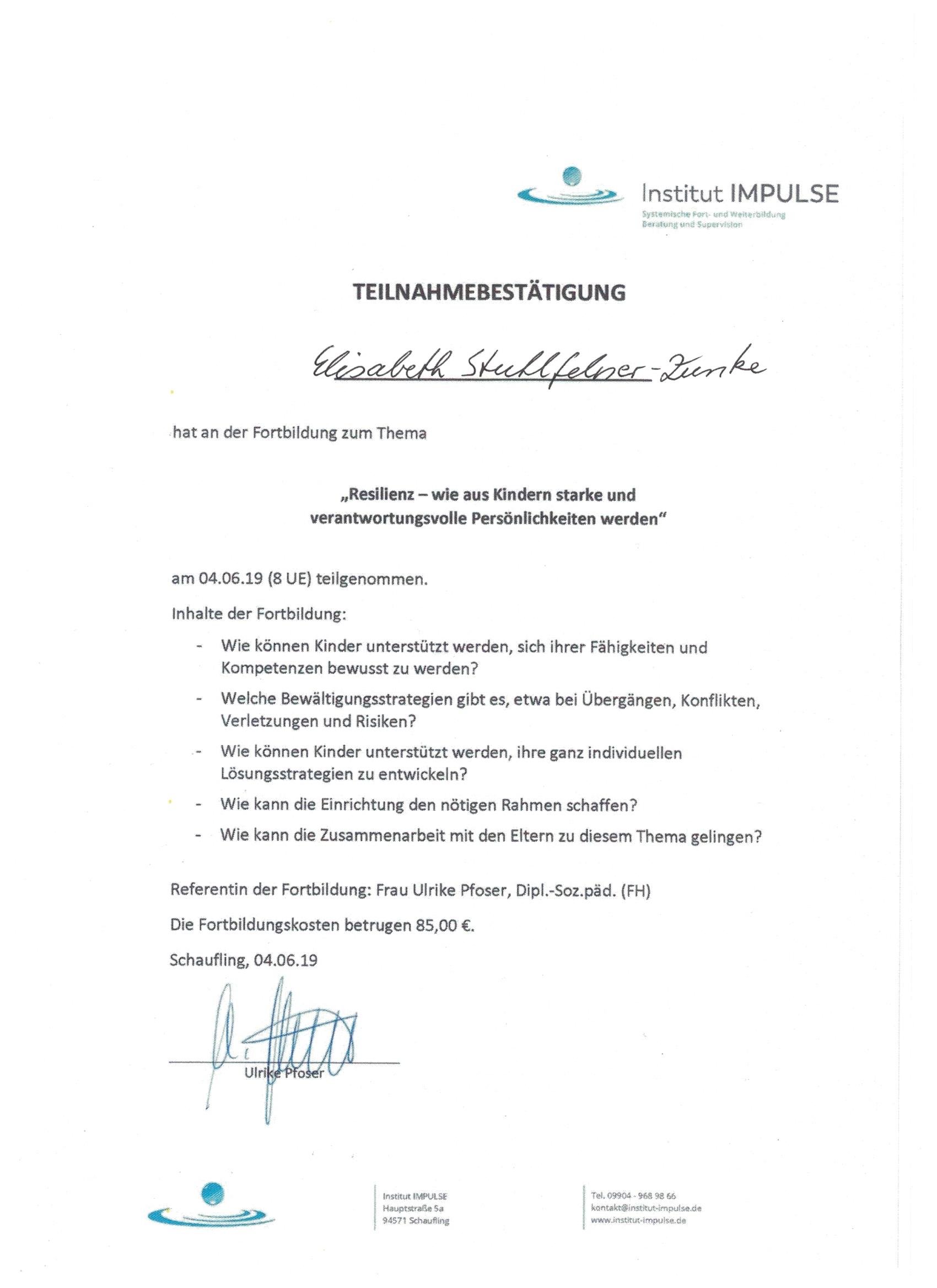 Resilienz Fortbildung Zertifikat